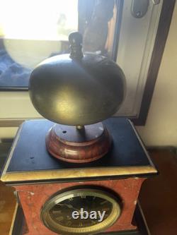 Pendule Napoléon III Marbre Rouge Et Noir Ornements Bronze