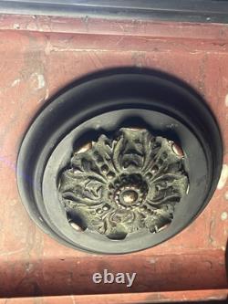 Pendule Napoléon III Marbre Rouge Et Noir Ornements Bronze