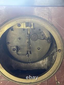 Pendule Napoléon III Marbre Rouge Et Noir Ornements Bronze