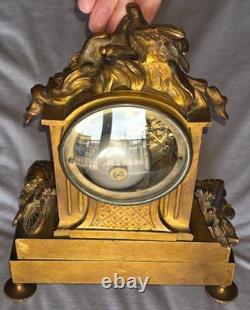 Pendule Napoléon III bronze doré porcelaine polychrome RICHOND Paris Montmartre