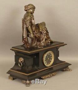Pendule Napoléon III signée Moreau bronze marbre