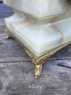 Pendule Onyx Ancienne XIXeme Napoléon III Bronze Doré Marbre Albâtre Clock