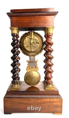 Pendule Portique Napoleon III En Bois Marquéterie Et Bronze Xixe