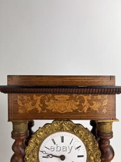 Pendule Portique Napoleon III En Bois Marquéterie Et Bronze Xixe