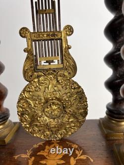 Pendule Portique Napoleon III En Bois Marquéterie Et Bronze Xixe