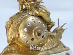 Pendule à l'escargot d'époque Napoléon III clock uhr reloj orologio bronze