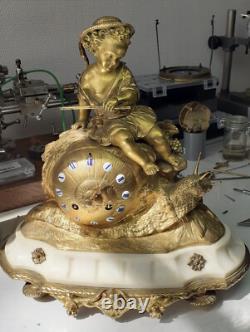 Pendule à l'escargot d'époque Napoléon III clock uhr reloj orologio bronze