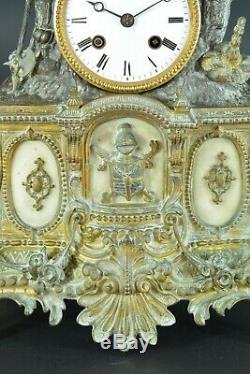 Pendule ancienne Bronze Chevalier Médiéval Bayard Napoleon 3 antique clock 19thc