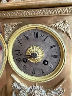 Pendule borne en bronze/laiton fin XIXeme