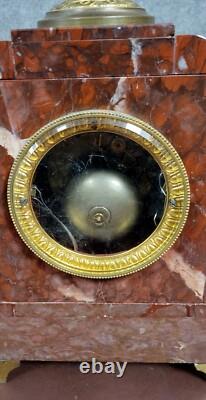 Pendule borne époque Napoléon III en marbre griotte et bronze doré vers 1880