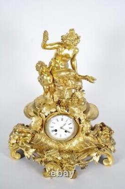 Pendule bronze doré Napoléon III