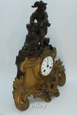 Pendule bronze doré Pirate navigateur époque XIXe napoleon III old clock