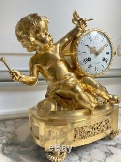 Pendule bronze doré amour signé Le Noir à Paris Napoléon III
