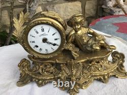 Pendule de cheminée XIXe Napoléon III bronze doré MADE in italy