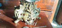 Pendule de table parisienne antique en bronze Napoléon III, fabricant H & F Pari