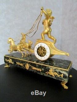 Pendule en bronze, Empire, clock Napoléon III PENDULE AU CHAR DE L'AMOUR