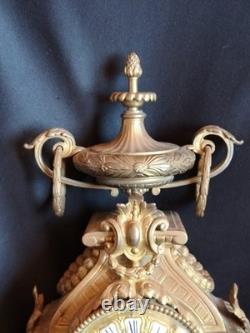 Pendule en bronze doré/patiné mascaron/cassolette Louis XVI / Napoléon III/XIXe
