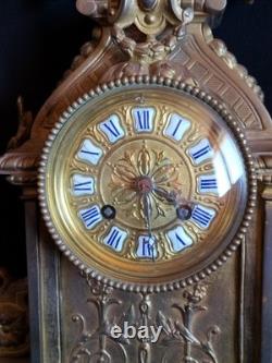 Pendule en bronze doré/patiné mascaron/cassolette Louis XVI / Napoléon III/XIXe