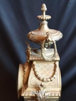 Pendule en bronze doré/patiné mascaron/cassolette Louis XVI / Napoléon III/XIXe