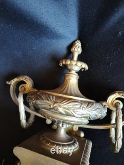 Pendule en bronze doré/patiné mascaron/cassolette Louis XVI / Napoléon III/XIXe