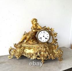 Pendule époque Napoleon III. Signature. A. ADAM. Dorure. Bronze France