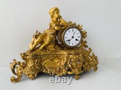 Pendule époque Napoleon III. Signature. A. ADAM. Dorure. Bronze France