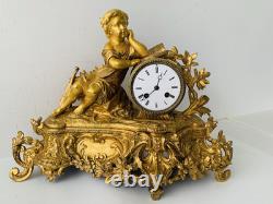 Pendule époque Napoleon III. Signature. A. ADAM. Dorure. Bronze France