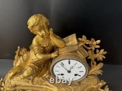 Pendule époque Napoleon III. Signature. A. ADAM. Dorure. Bronze France