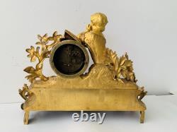 Pendule époque Napoleon III. Signature. A. ADAM. Dorure. Bronze France