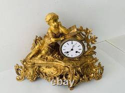 Pendule époque Napoleon III. Signature. A. ADAM. Dorure. Bronze France