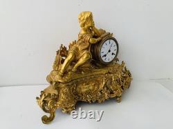 Pendule époque Napoleon III. Signature. A. ADAM. Dorure. Bronze France