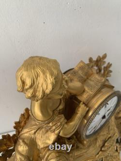 Pendule époque Napoleon III. Signature. A. ADAM. Dorure. Bronze France