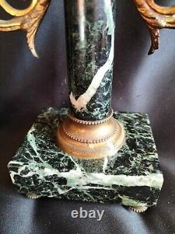 Pendule/garniture de cheminée en marbre vert & bronze / Napoléon III Roi soleil