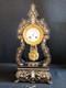 Pendule Portique Bois Noirci Marqueterie De Laiton Nacre. Napoléon Iii H 47cm