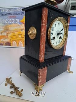 Pendule style Napoléon? III en marbre et bronze-Fonctionnelle-Décoration cassée