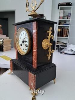 Pendule style Napoléon? III en marbre et bronze-Fonctionnelle-Décoration cassée