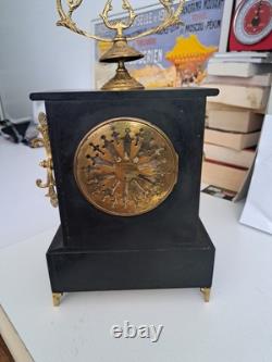 Pendule style Napoléon? III en marbre et bronze-Fonctionnelle-Décoration cassée