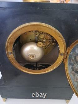 Pendule style Napoléon? III en marbre et bronze-Fonctionnelle-Décoration cassée