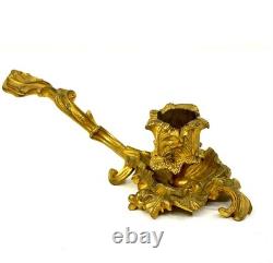 Petit Bougeoir A Main Bronze Dore Epoque Napoleon III Style Louis XV