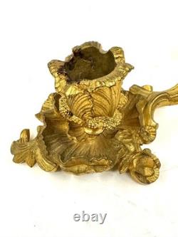 Petit Bougeoir A Main Bronze Dore Epoque Napoleon III Style Louis XV