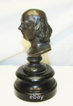 Petit Buste En Bronze Ancien Napoleon III / De Beranger (1780-1857)
