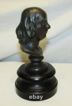 Petit Buste En Bronze Ancien Napoleon III / De Beranger (1780-1857)