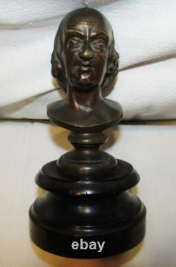 Petit Buste En Bronze Ancien Napoleon III / De Beranger (1780-1857)