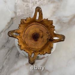Petit vase en bronze et porcelaine Napoléon III XIXe décor floral M4021