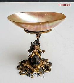 Petite Coupe Bronze Dore Cherubin Dauphin Nacre Palais Royal Mother Of Pearl