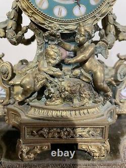 Petite Pendule En Bronze Et Porcelaine Napoleon 3