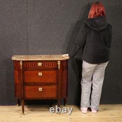 Petite commode meuble en bois dessus en marbre Napoleon III 19ème siècle bronze