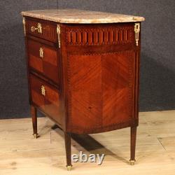 Petite commode meuble en bois dessus en marbre Napoleon III 19ème siècle bronze