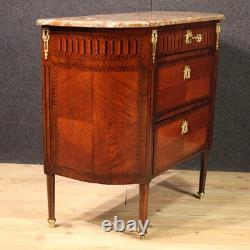 Petite commode meuble en bois dessus en marbre Napoleon III 19ème siècle bronze