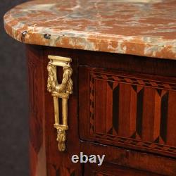 Petite commode meuble en bois dessus en marbre Napoleon III 19ème siècle bronze